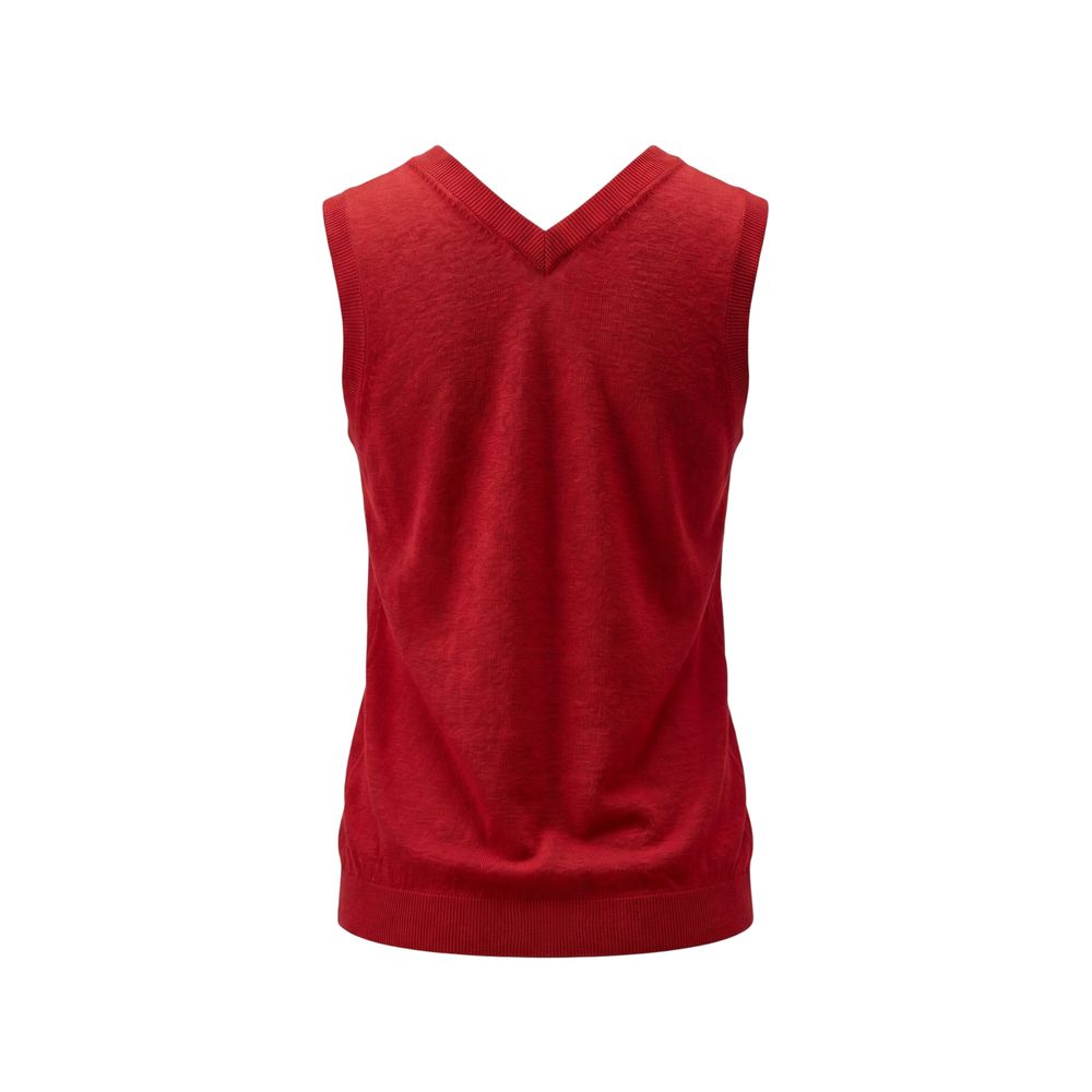 Malo Red Linen Women Tank Top IT40|S, IT42|M, IT44|L