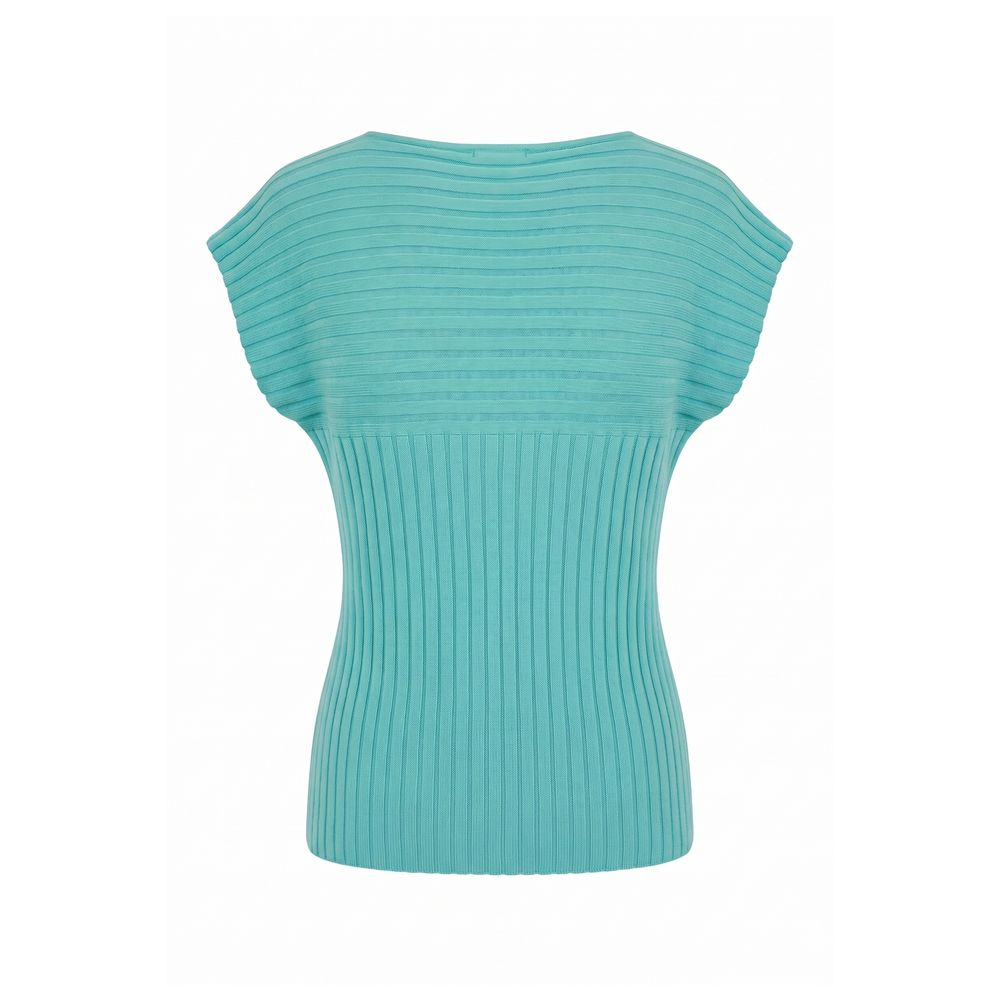 Malo Light Blue Cotton Sleeveless Knit Top M
