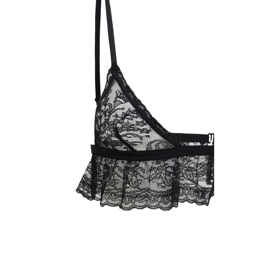 Dolce & Gabbana Black Cotton Lace Bra