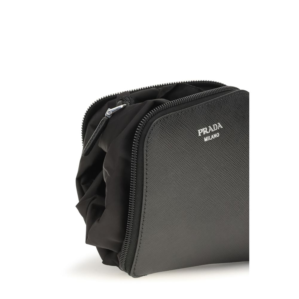 Prada Re-Nylon Tote Bag in Black with Saffiano Leather Pouch