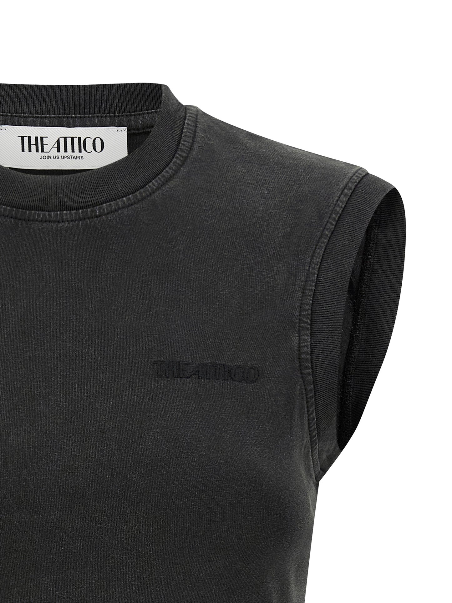 The Attico Black Cotton Sleeveless T-Shirt