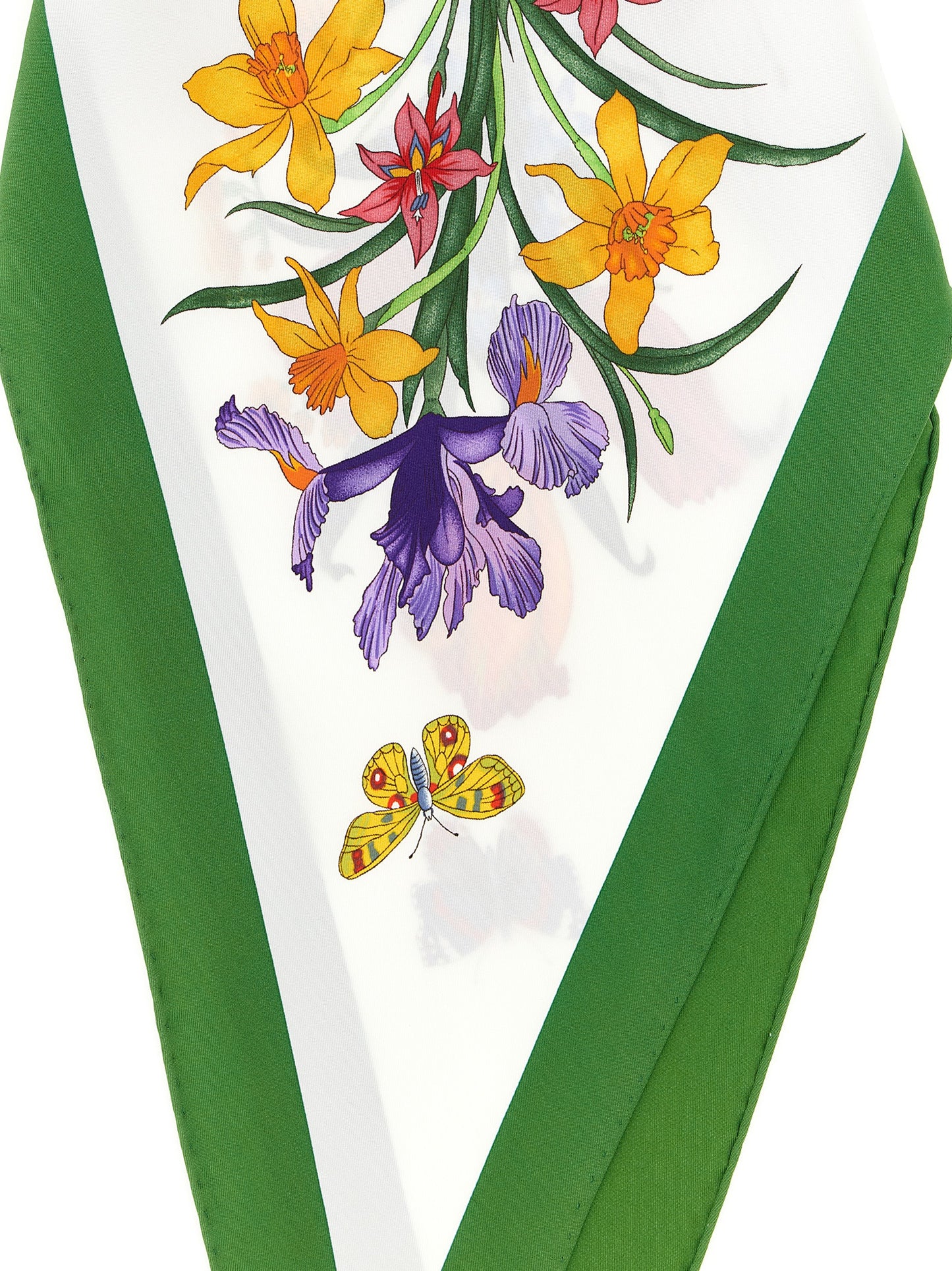Gucci White Silk Foulard - Flora Print Scarf