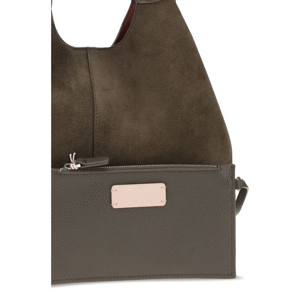 Coccinelle Brown Calf Leather C-Easy Large Shoulder Bag