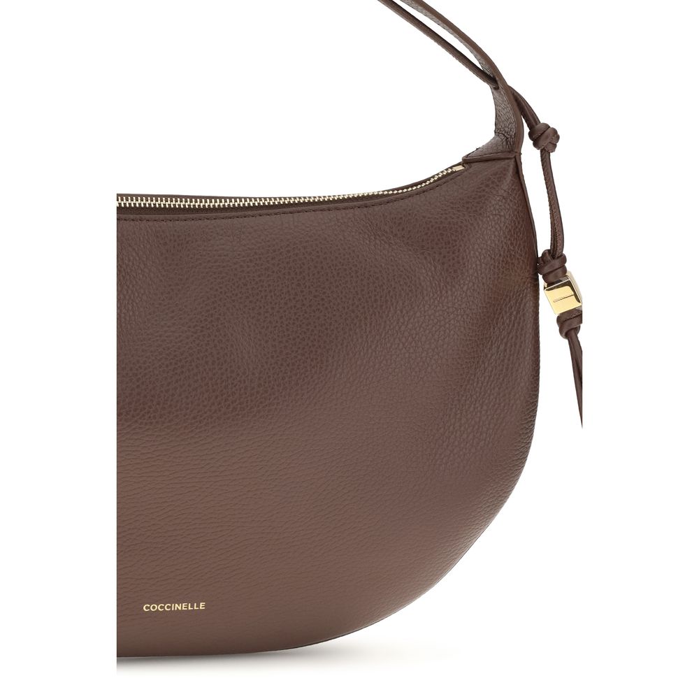 Coccinelle Brown Calf Leather Thess Shoulder Bag
