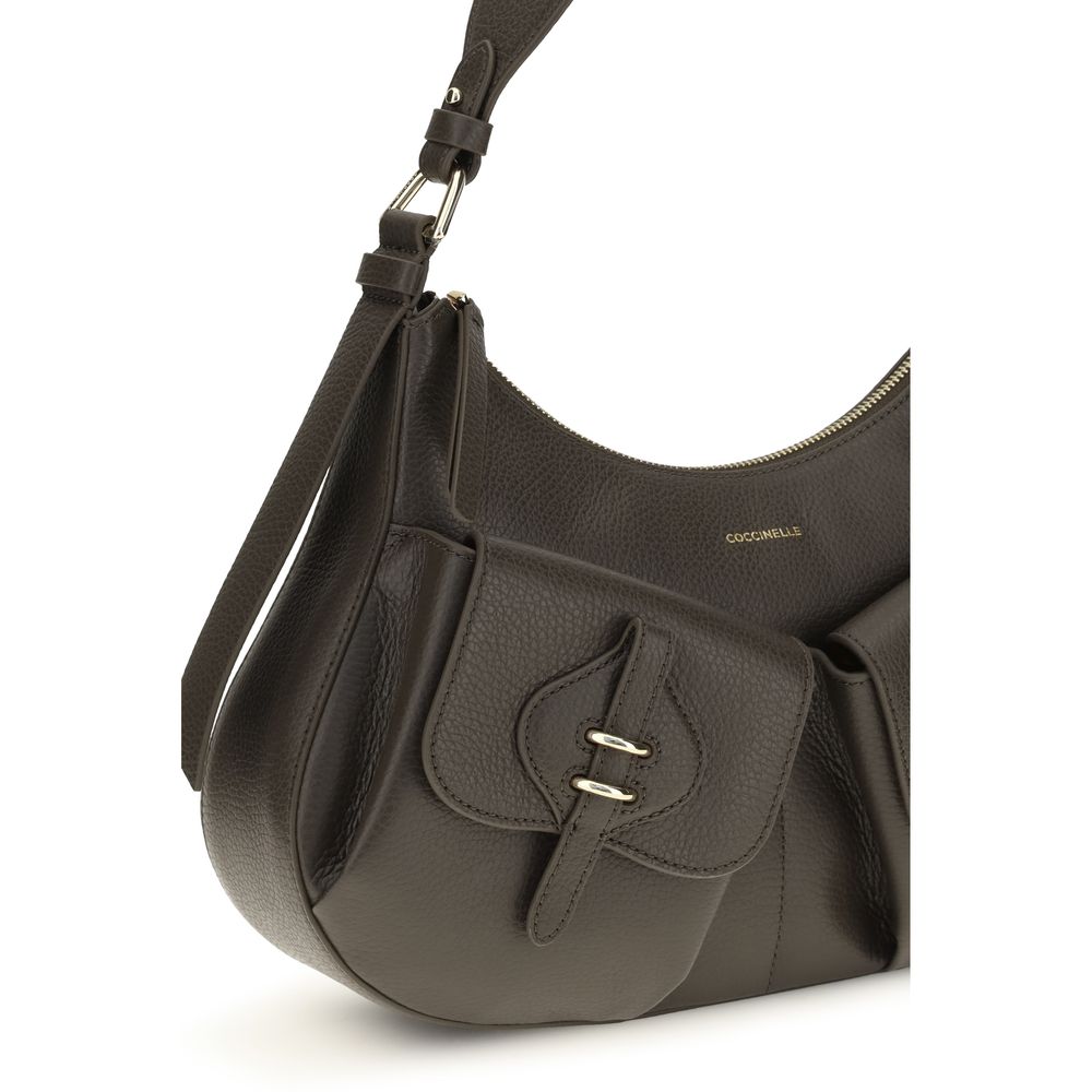 Coccinelle Brown Calf Leather Small Boheme Shoulder Bag