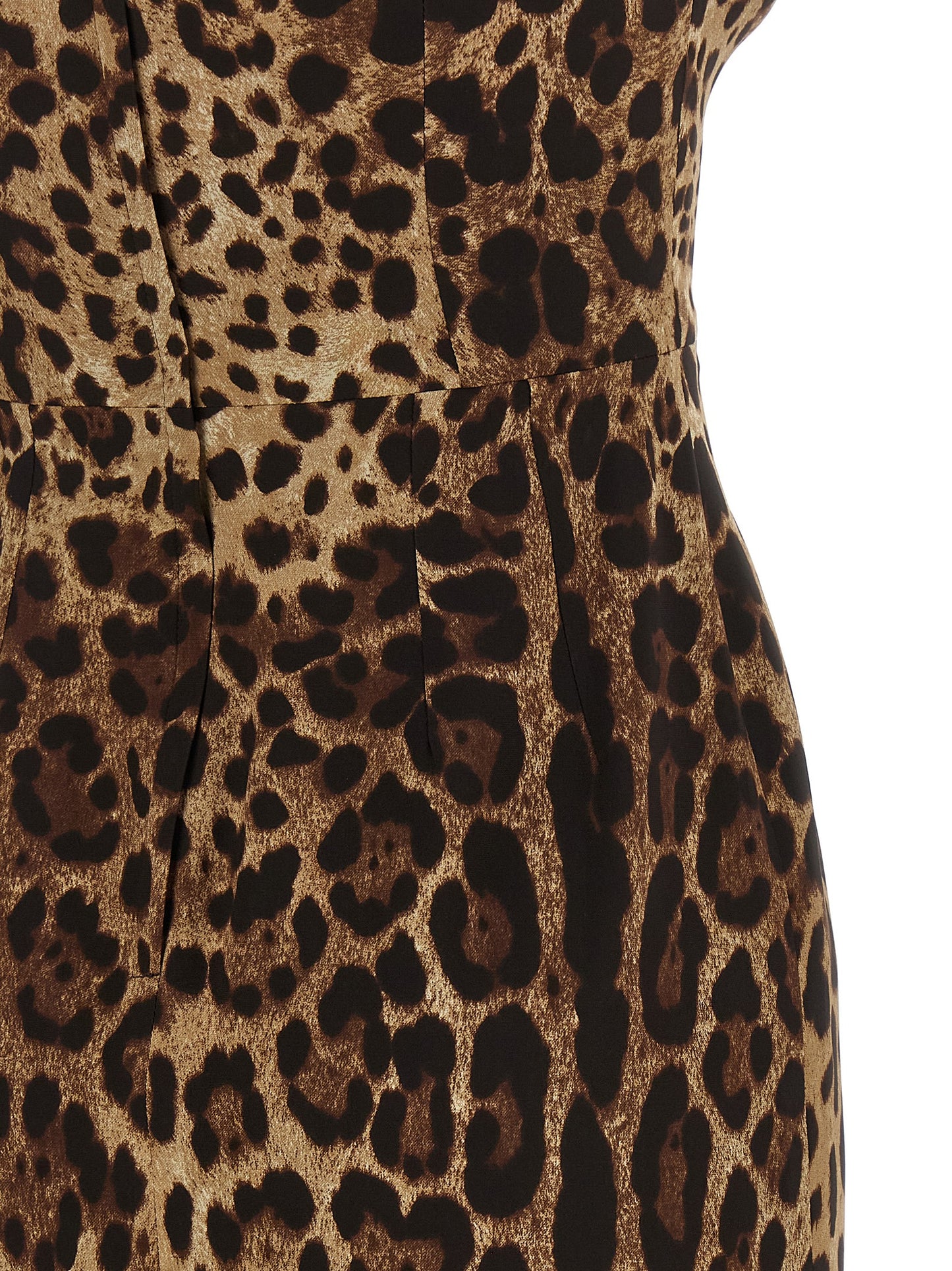 Dolce & Gabbana Brown Leopard Print Silk Midi Dress