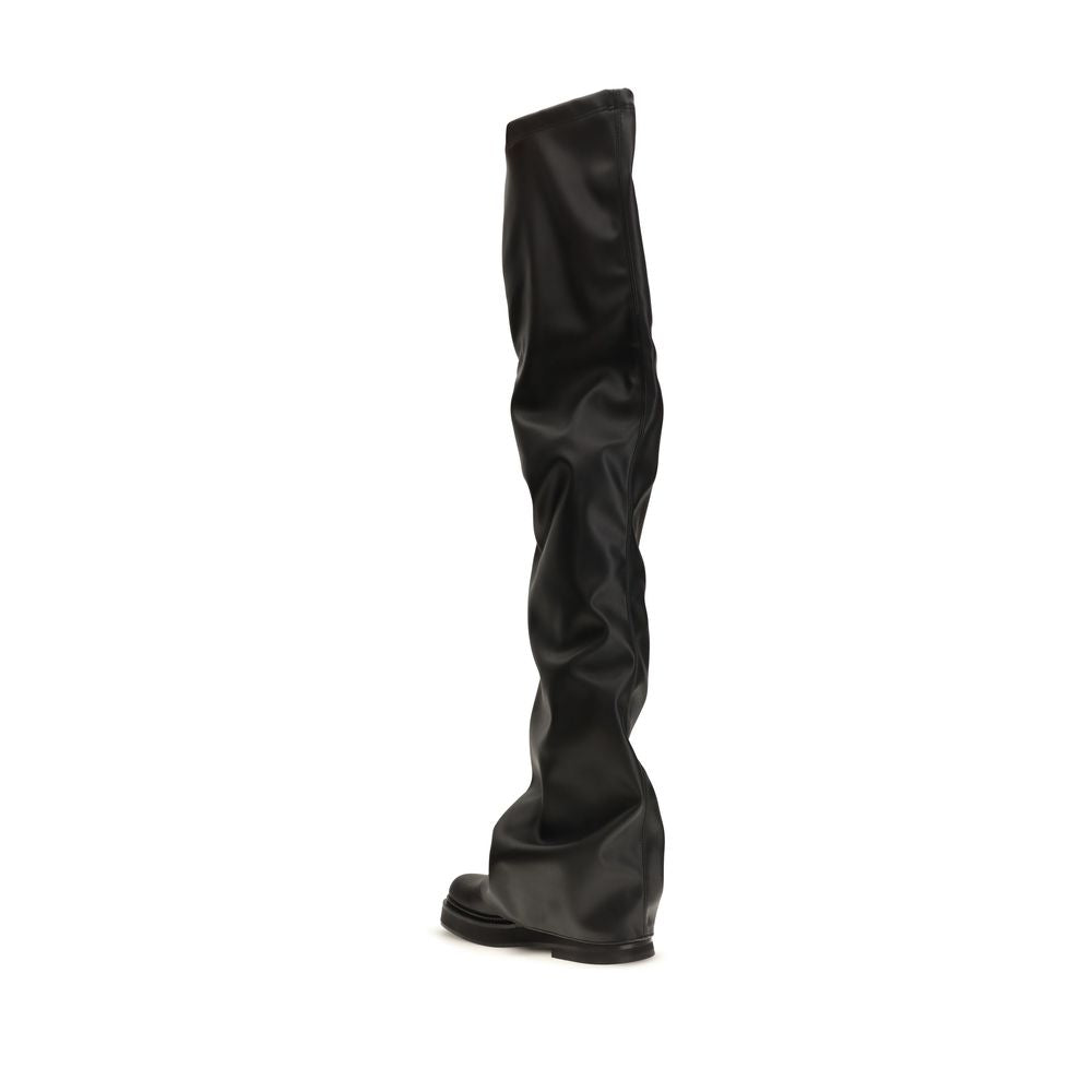 The Attico Black Polyurethane Over The Knee Boots