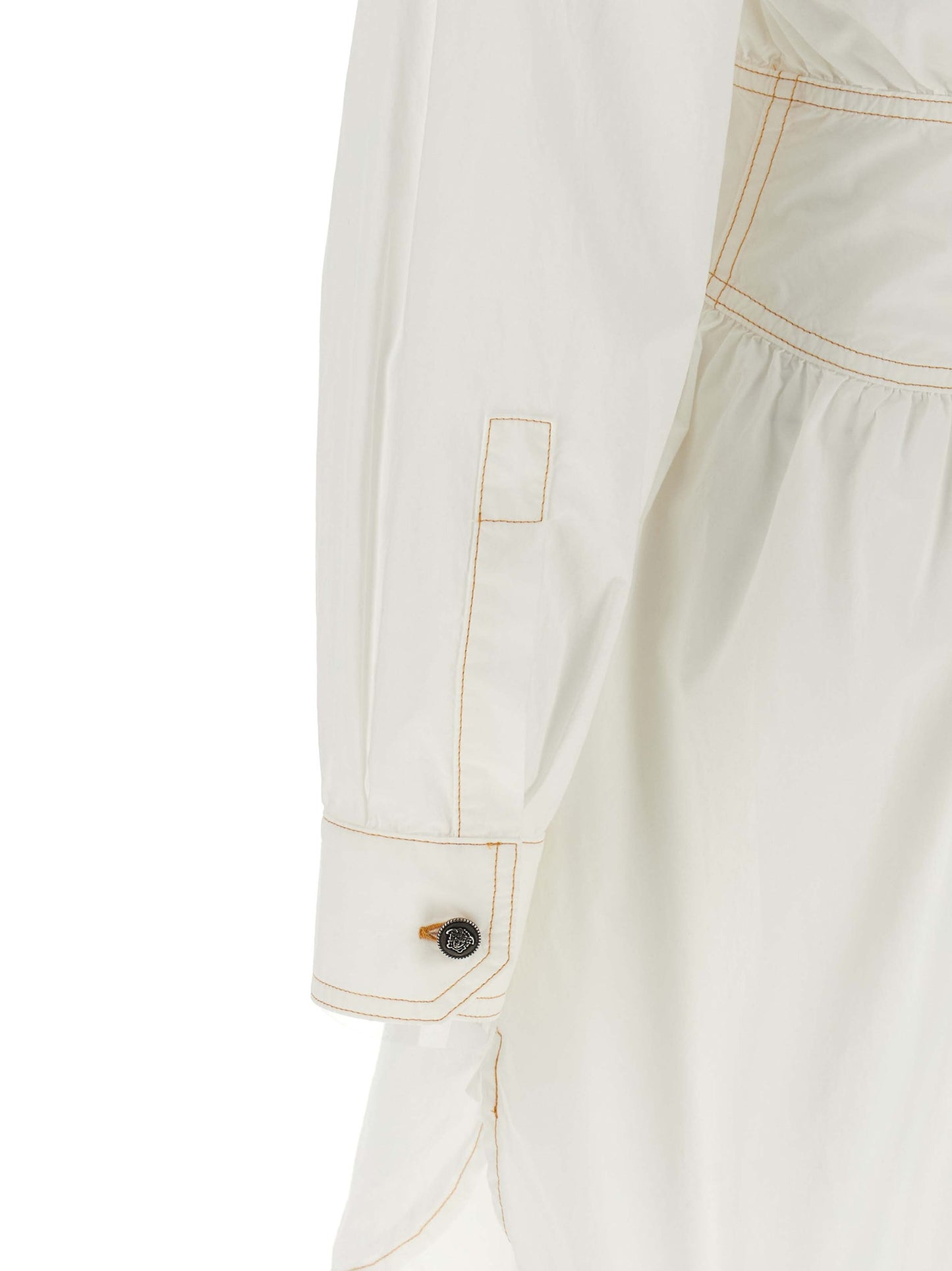 Versace White Cotton Poplin Short Chemisier Dress with Medusa Buttons