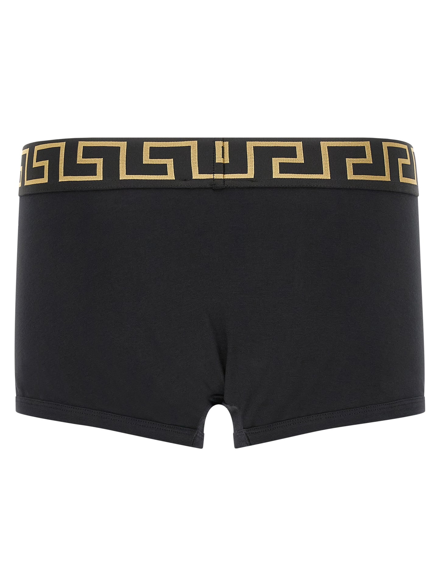 Versace Black Bi-Stretch Organic Cotton Boxers with Greca Waistband and Medusa Logo