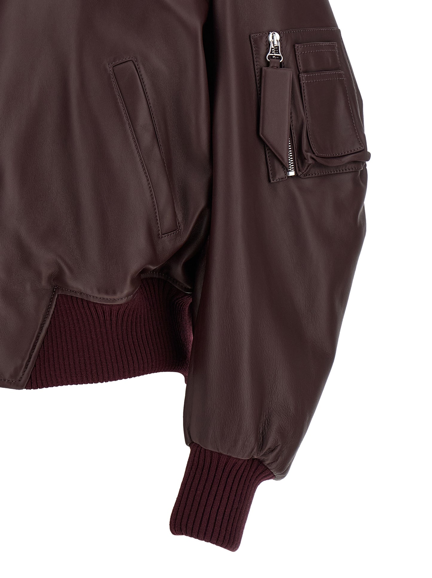 The Attico Bordeaux Lamb Leather Jacket