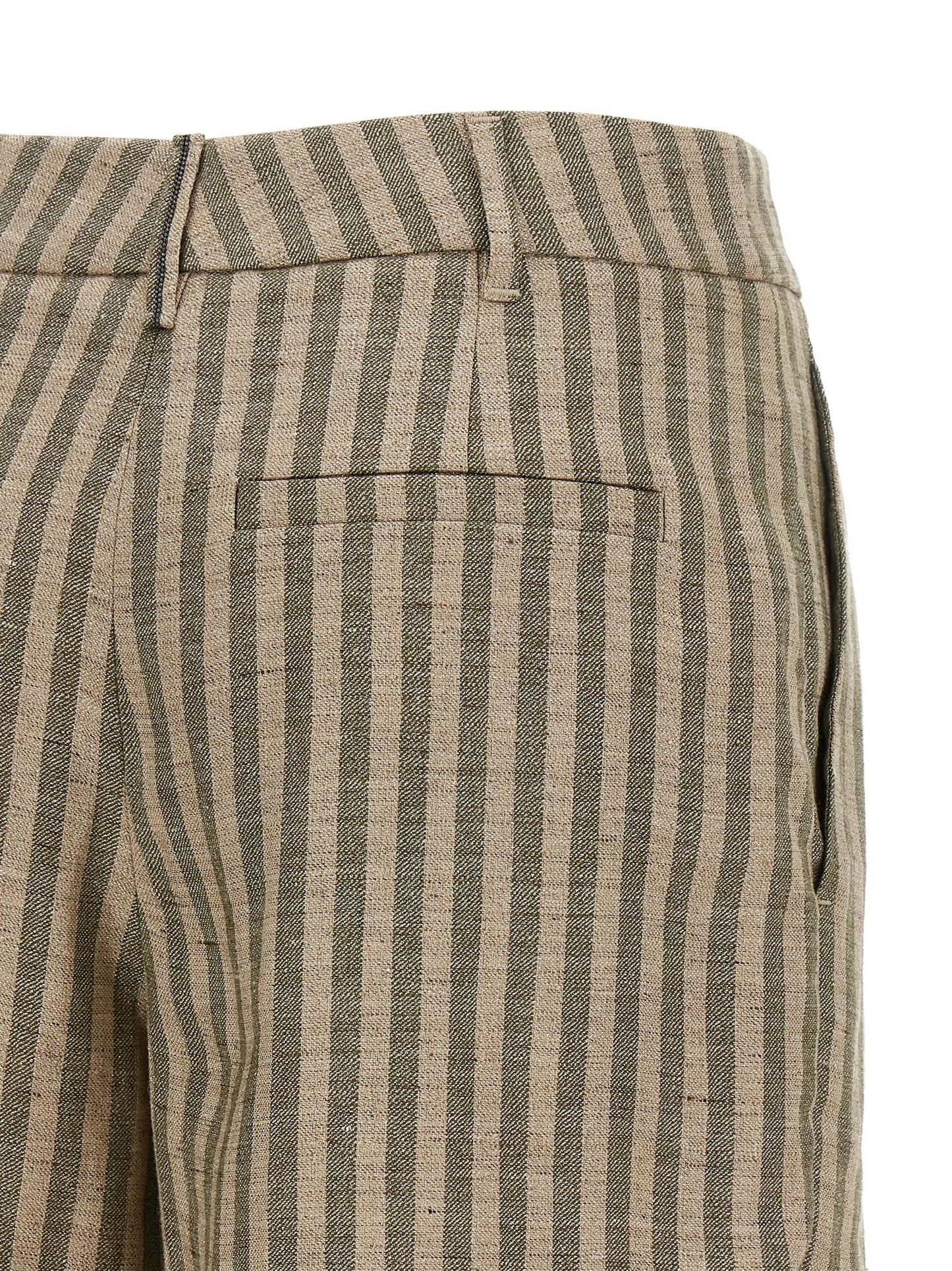 Brunello Cucinelli Bicolor Linen Bermuda Shorts - Green
