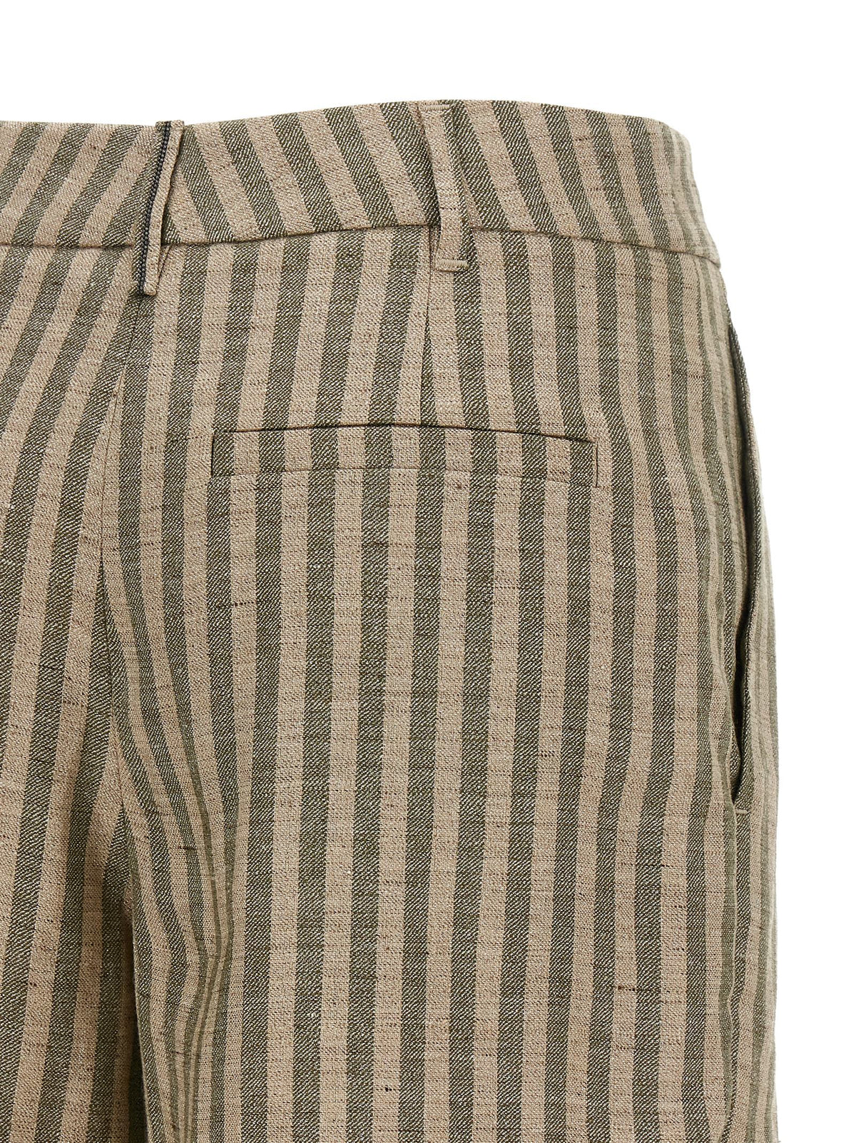 Brunello Cucinelli Bicolor Linen Bermuda Shorts - Green