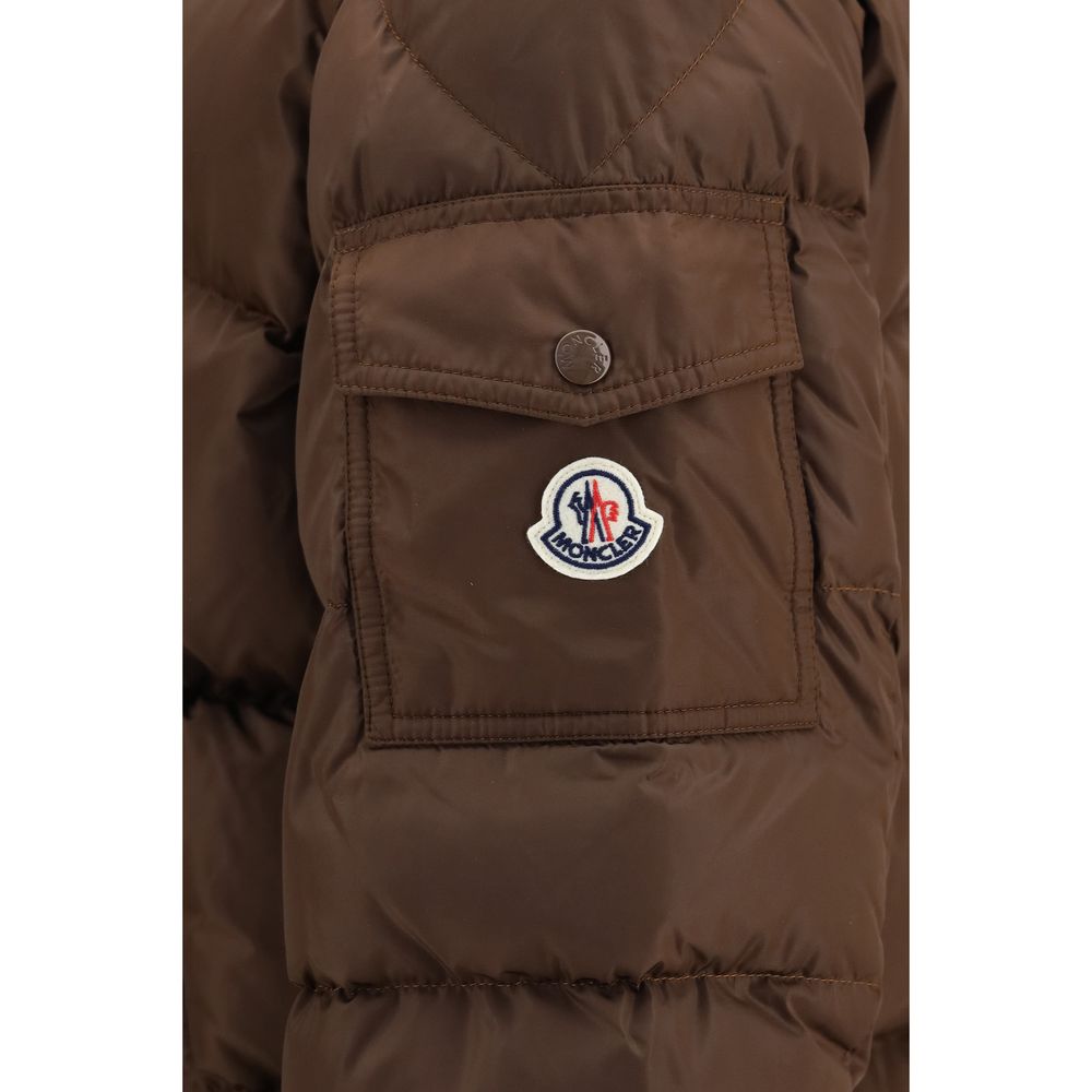 Moncler Maya Short Down Jacket Brown Full-Length Polyamide