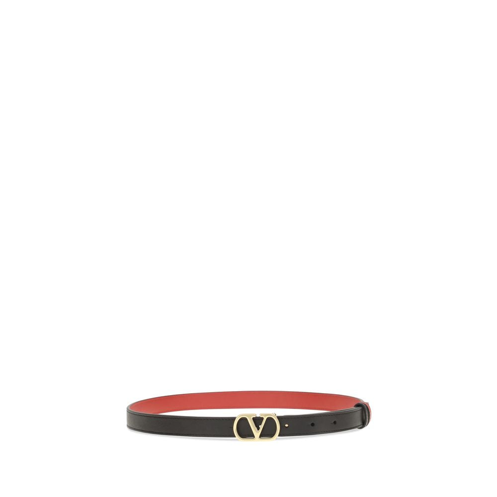 Valentino Garavani Black Calf Leather Beversible VLogo Signature Belt