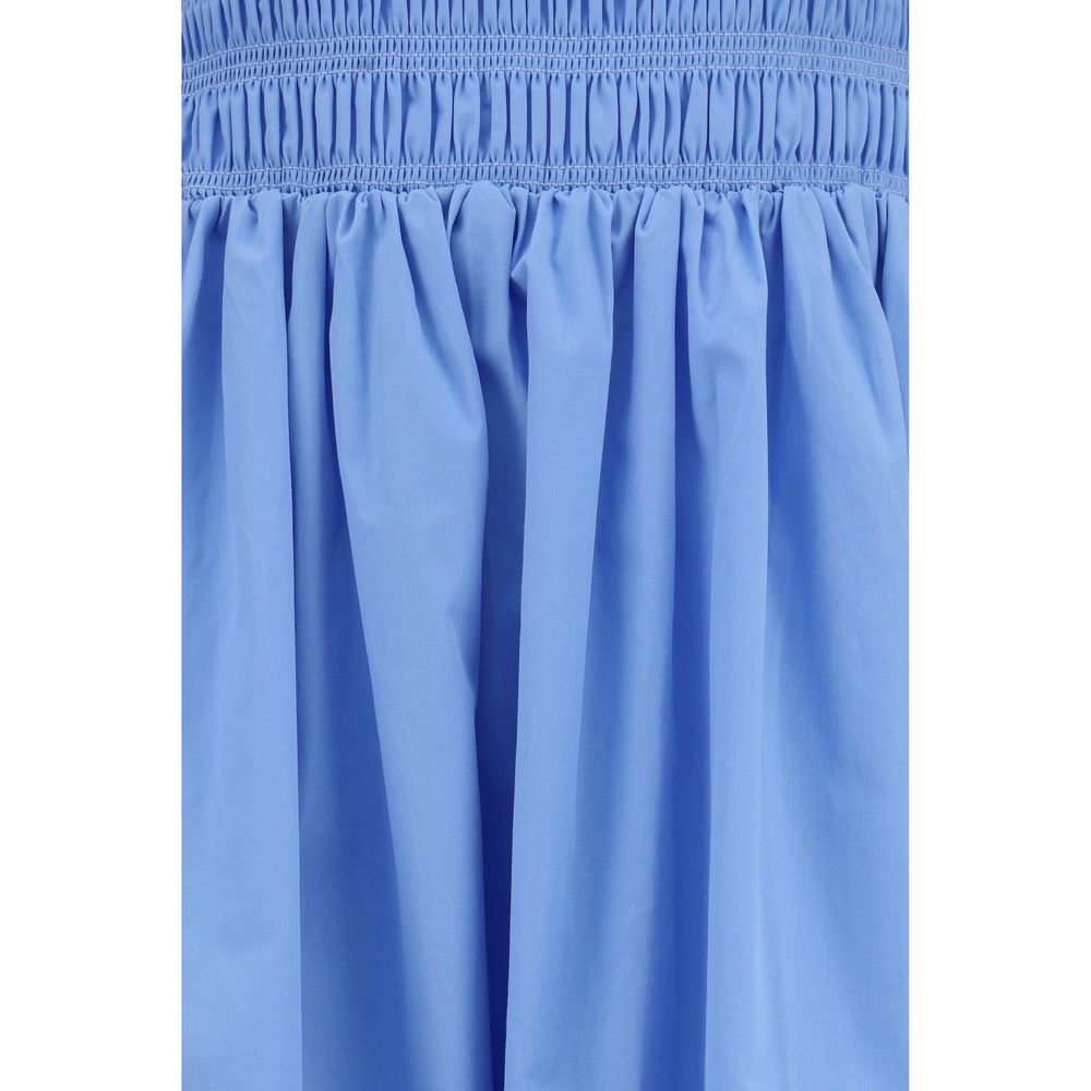 Ganni Blue Cotton Poplin Maxi Dress