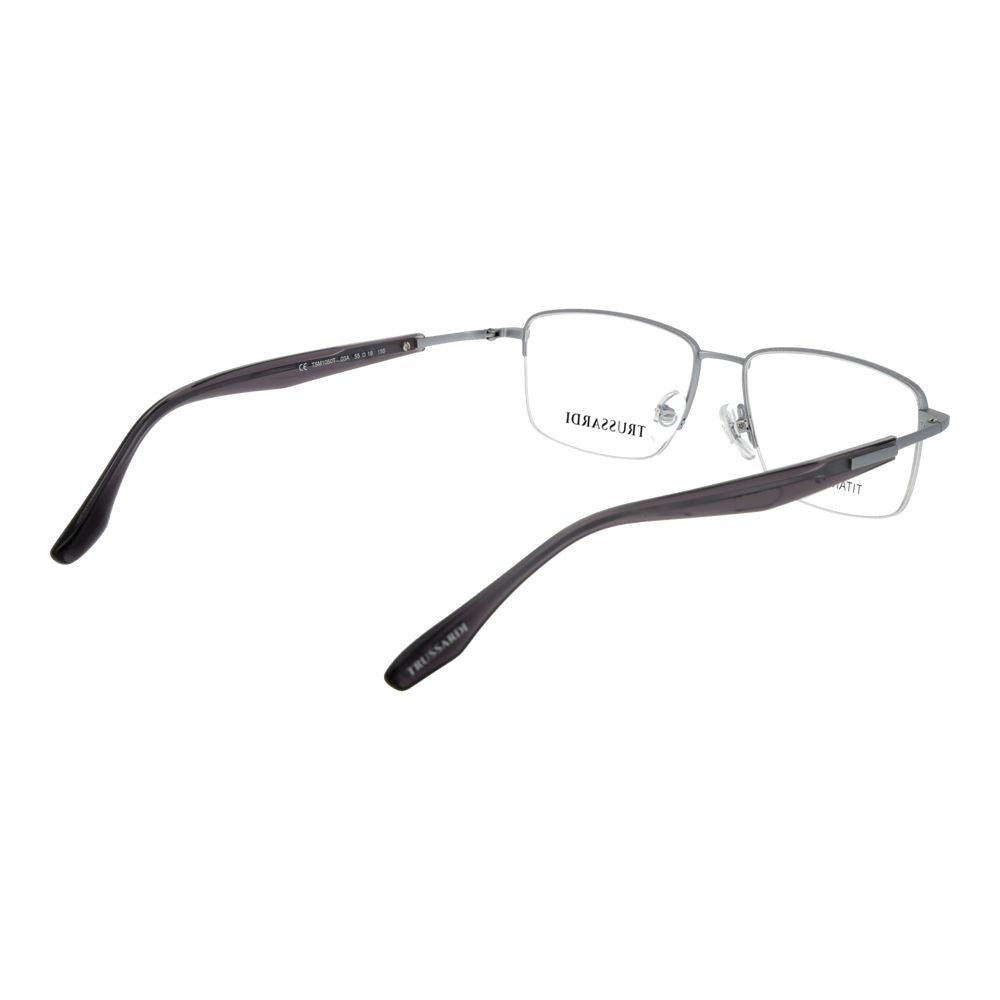 Trussardi Men’s Optical Glasses – Silver Half-Rim Frame, 55mm
