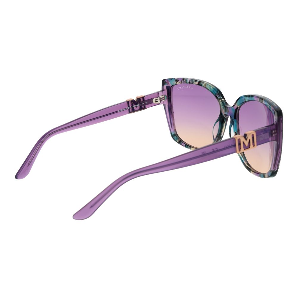 Marciano by Guess Women’s Sunglasses – Purple Full-Rim Frame, Mirrored Lenses