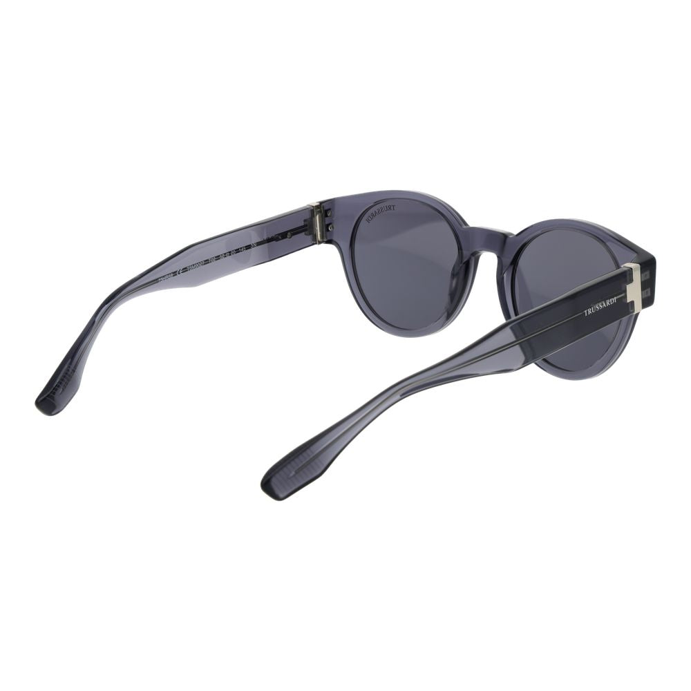 Trussardi Men’s Sunglasses – Gray Round Frame, Grey Lenses