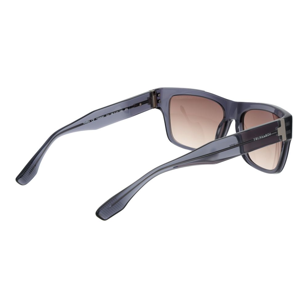 Trussardi Men’s Sunglasses – Gray Square Frame, Brown Gradient Lenses