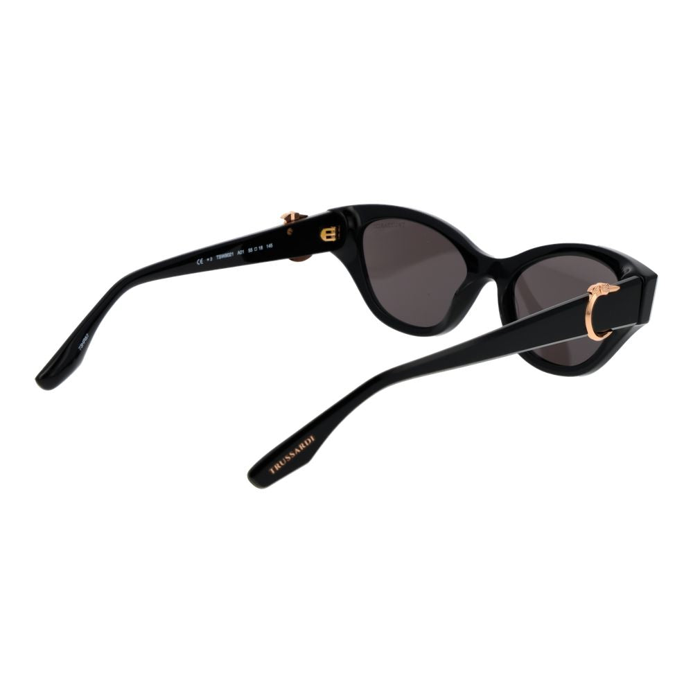 Trussardi Women's Sunglasses – Black Cat Eye Frame, Grey Lenses