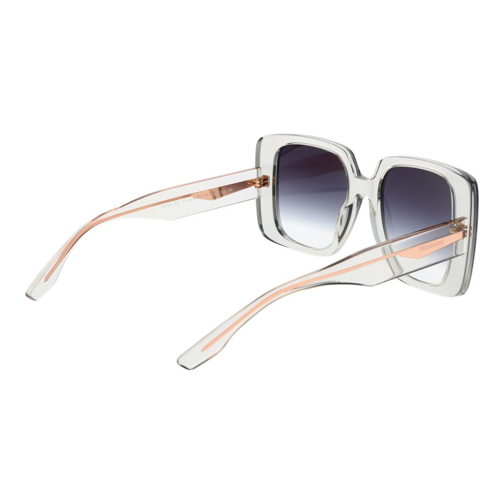 Trussardi Women’s Sunglasses – Gray Acetate Frame, Blue Gradient Lenses