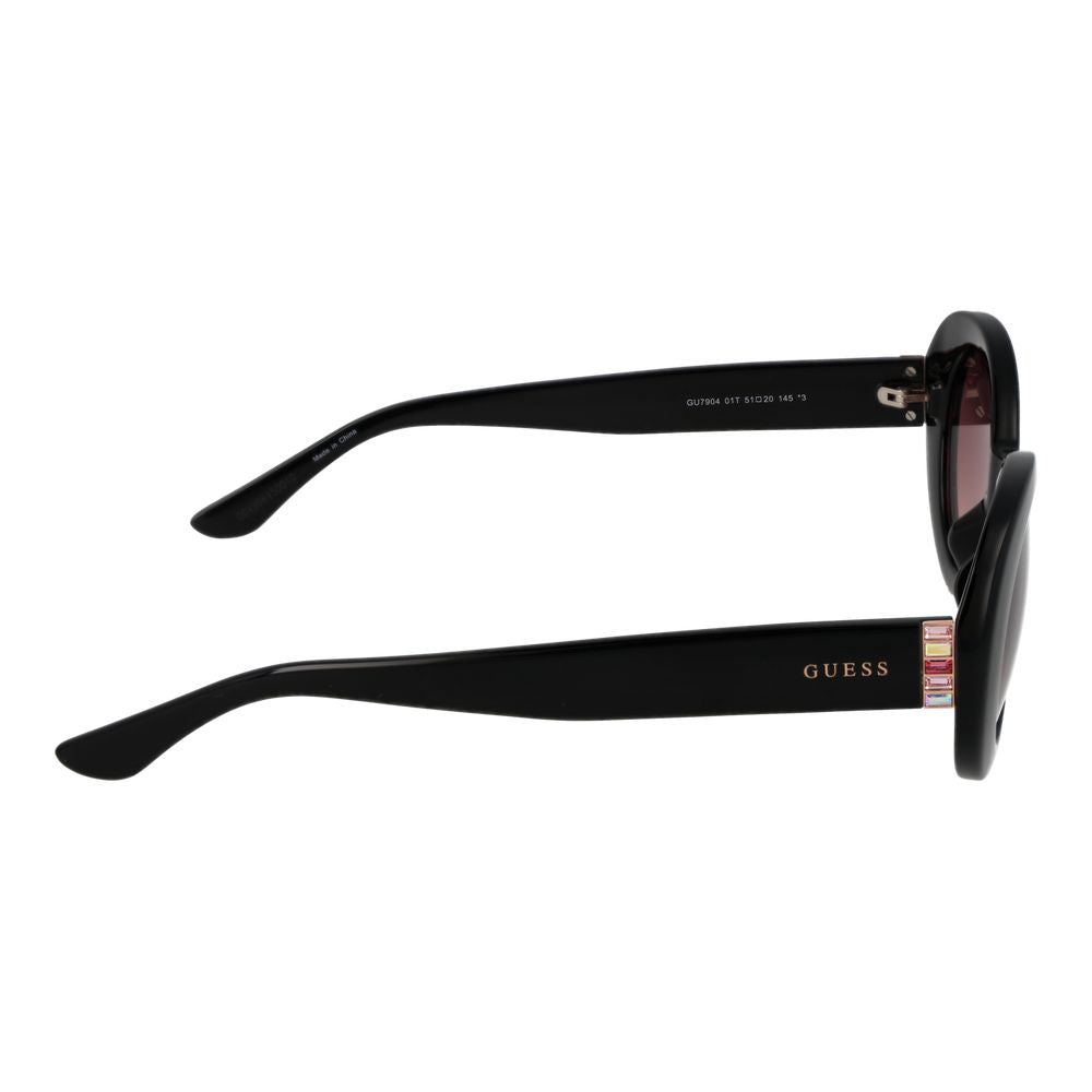 Guess Women’s Sunglasses – Black Oval Frame, Burgundy Gradient Lenses