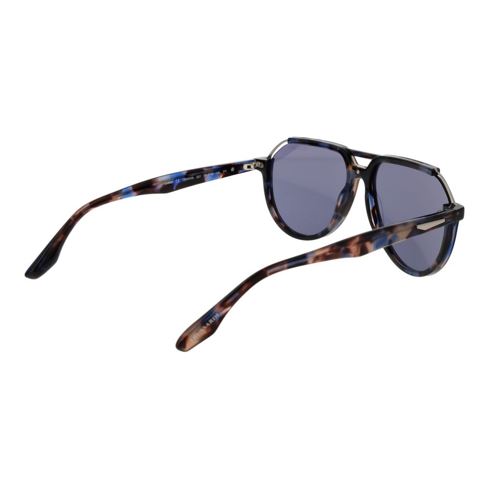 Trussardi Men’s Sunglasses – Brown Aviator Frame, Blue Lenses