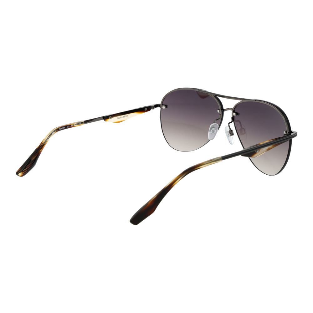 Trussardi Men’s Sunglasses – Gunmetal Aviator Frame, Grey Gradient Lenses