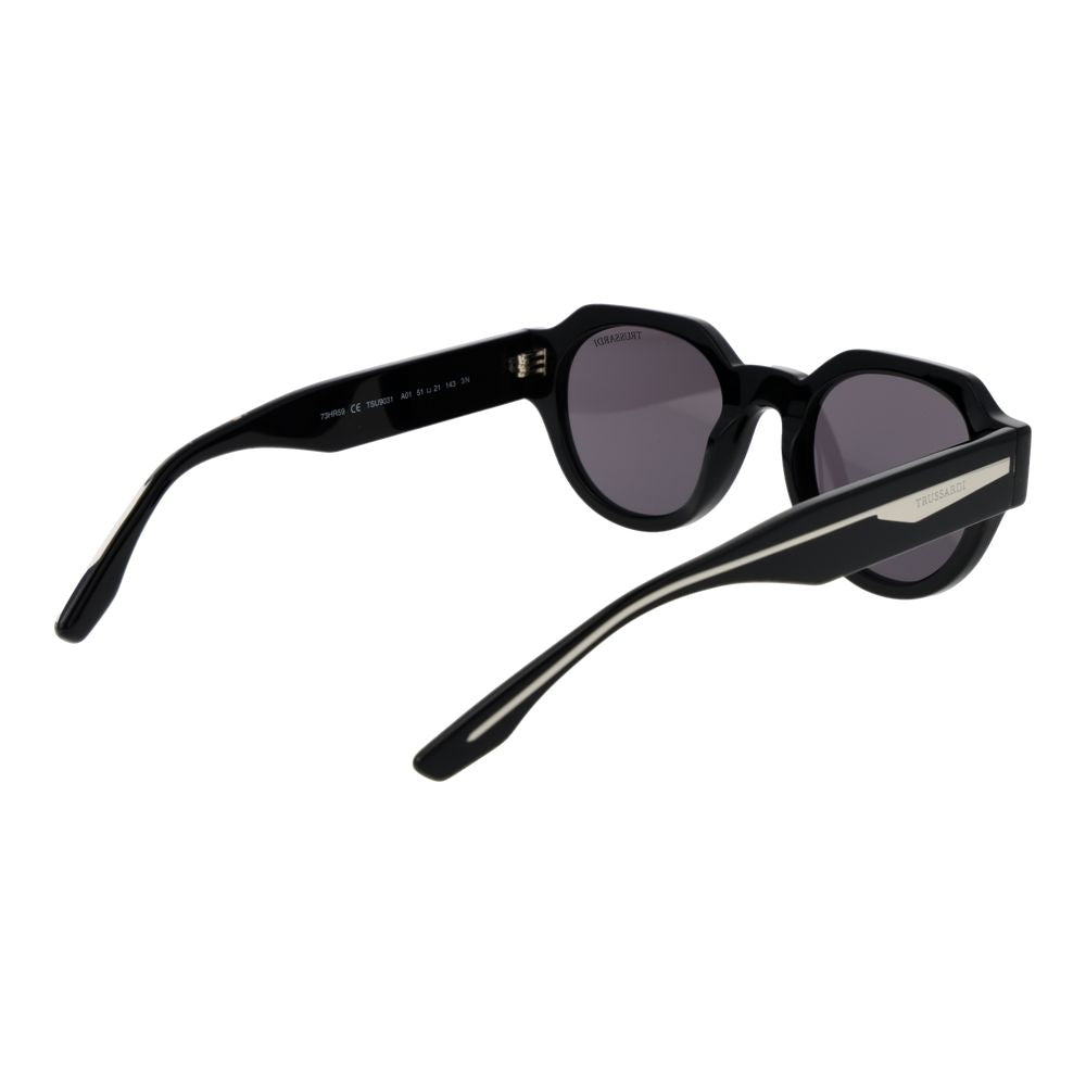 Trussardi Unisex Sunglasses – Black Acetate Frame, Grey Lenses