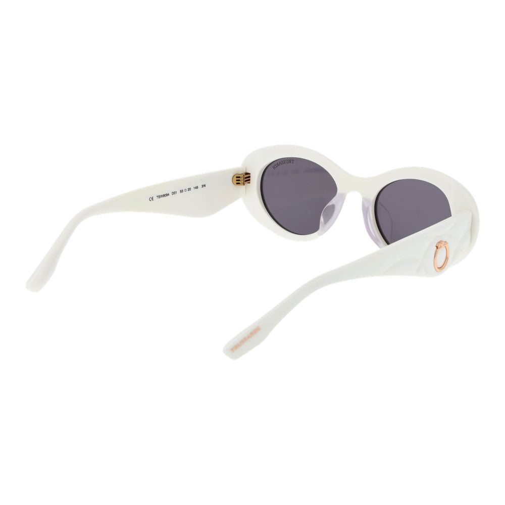 Trussardi Women’s Sunglasses – White Oval Frame, Purple Lenses