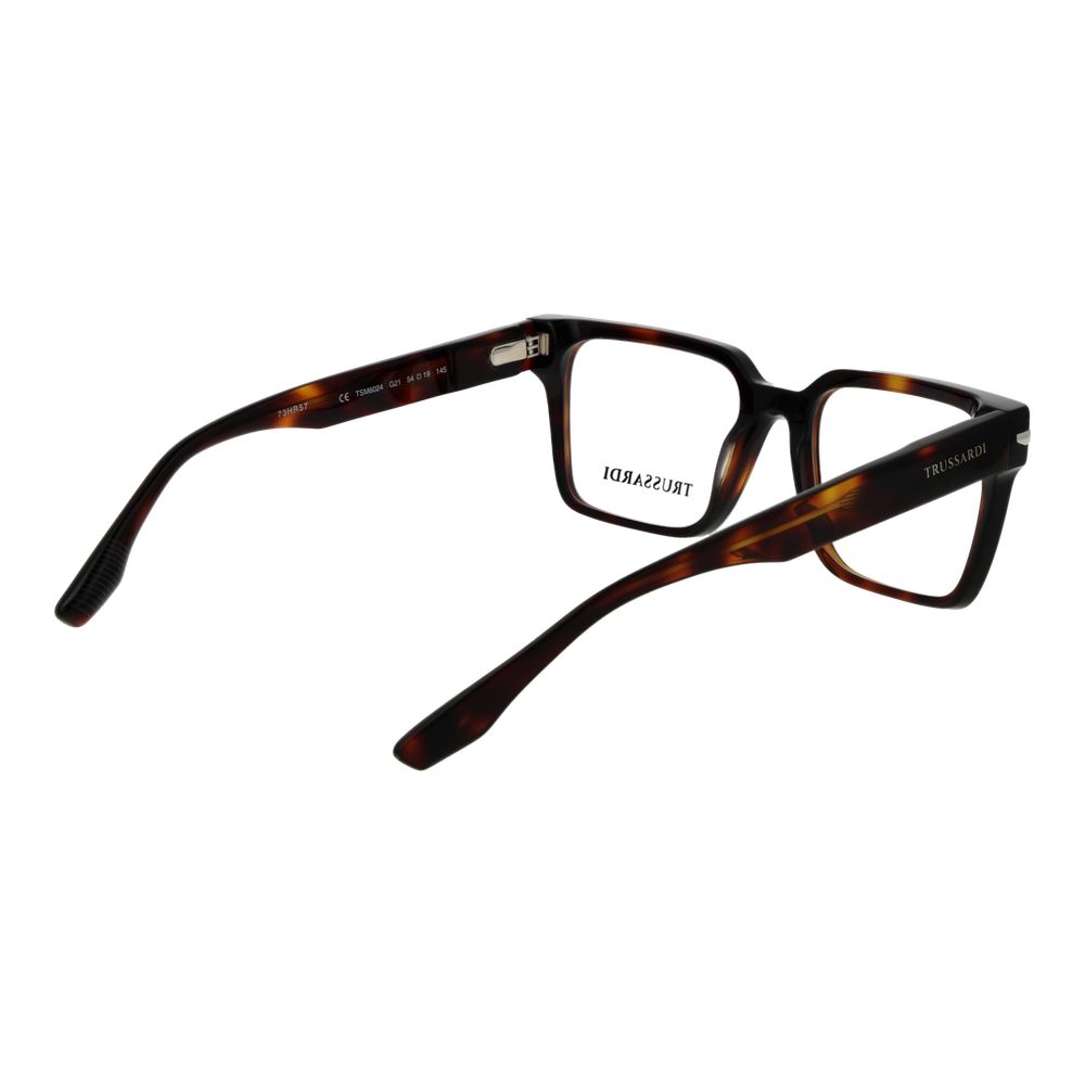 Trussardi Men’s Optical Glasses – Brown Square Frame, 54mm