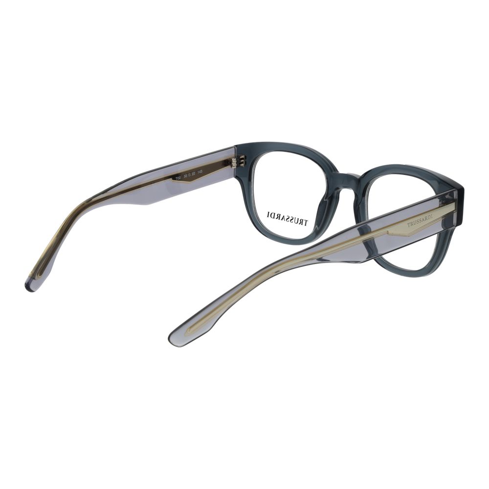 Trussardi Unisex Gray Acetate Glasses – Panto Full-Rim Frames