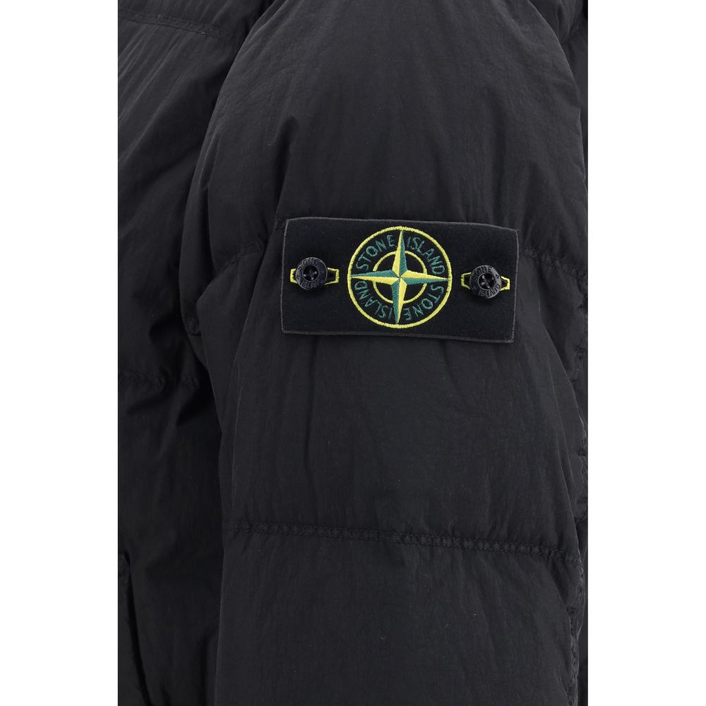 Stone Island Black Goose Down Full-Length Jacket - XXL
