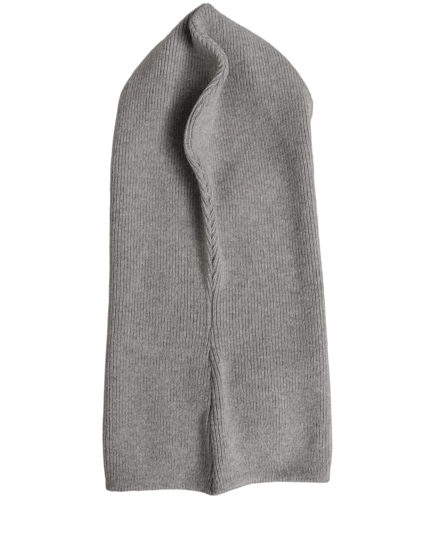 Dolce & Gabbana Men Grey Wool Ribbed Knit Balaclava Wrap Hat