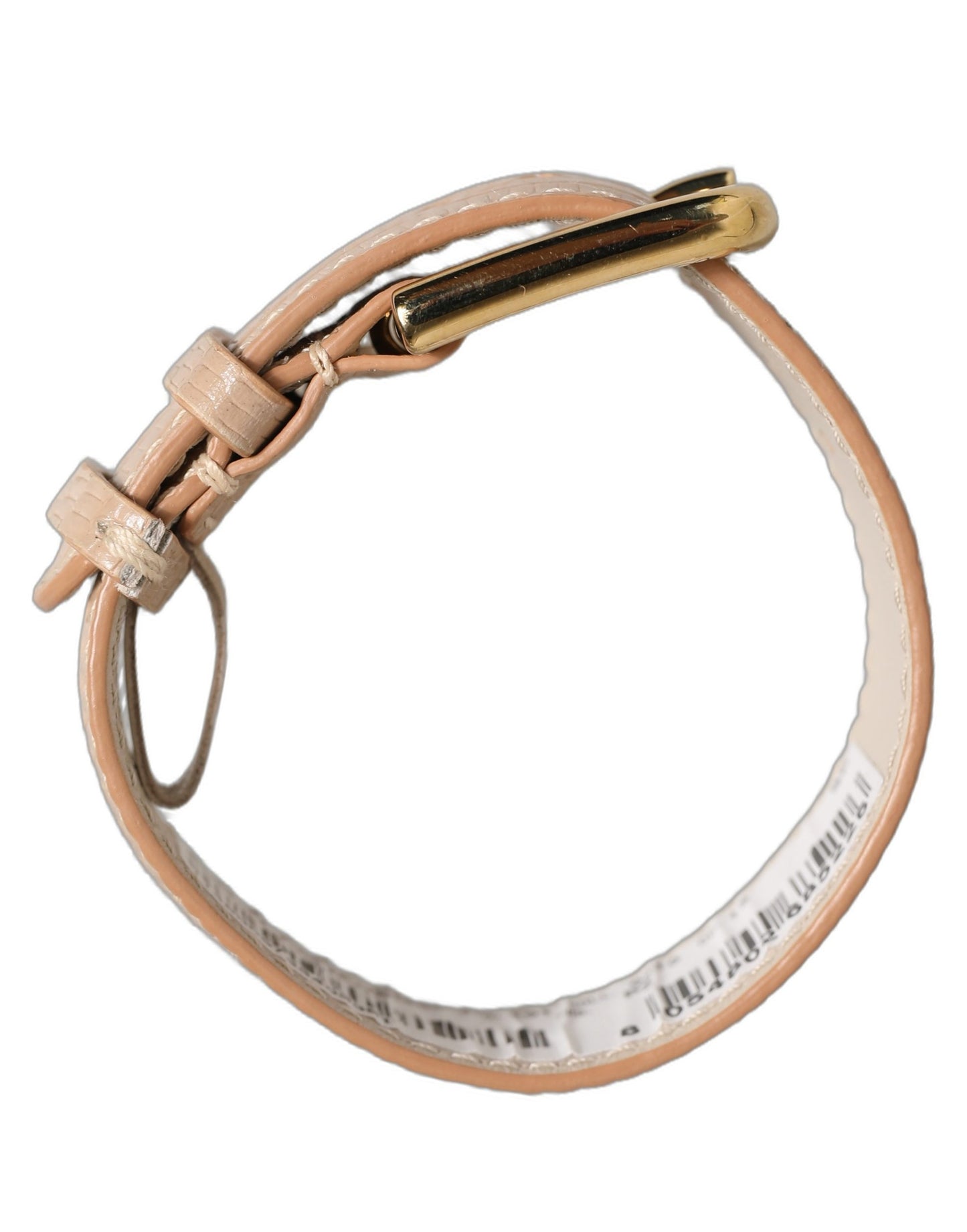 Dolce & Gabbana Beige Textured Leather Gold Buckle Bracelet