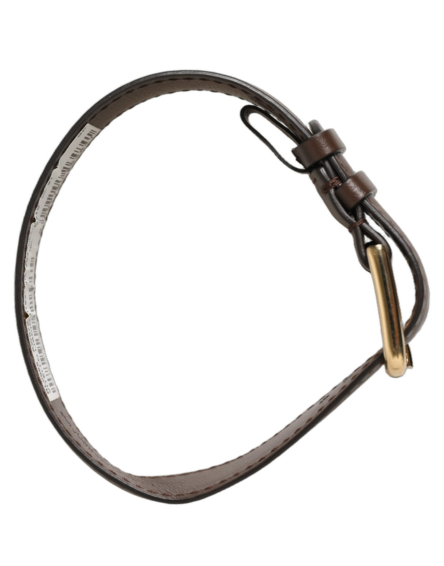 Dolce & Gabbana Brown Calfskin Leather Gold Buckle Belt Strap Bracelet