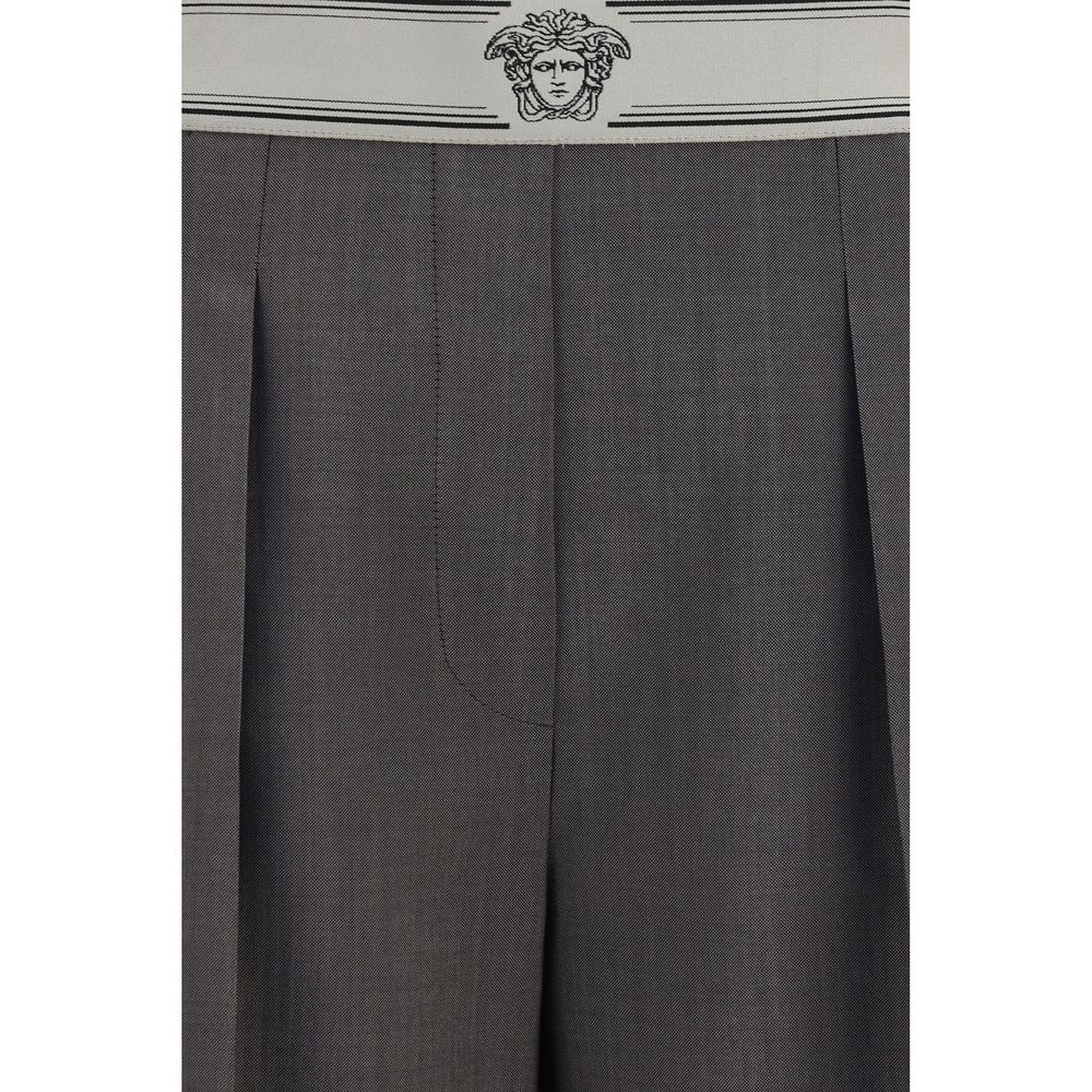 Versace Gray Wool and Mohair Oves Aries Pants