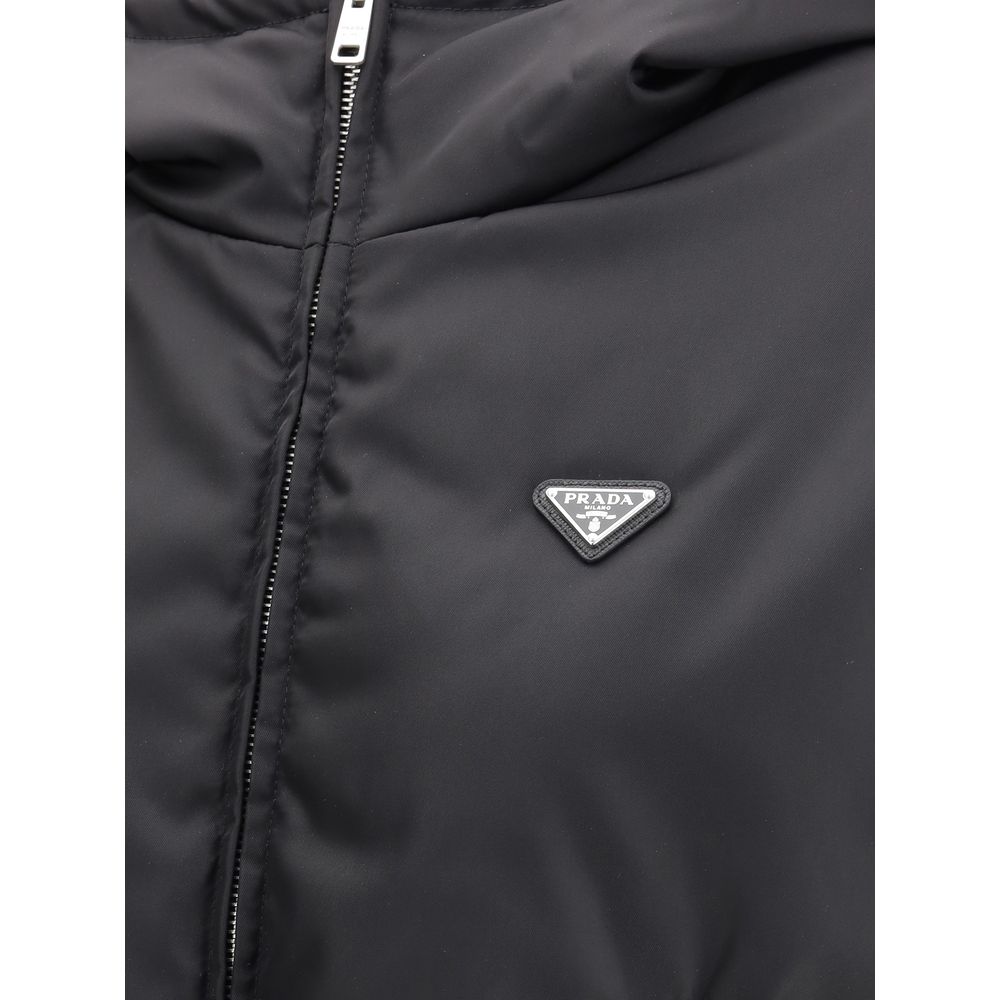 Prada Black Re-Nylon Adjustable Hooded Shell Jacket