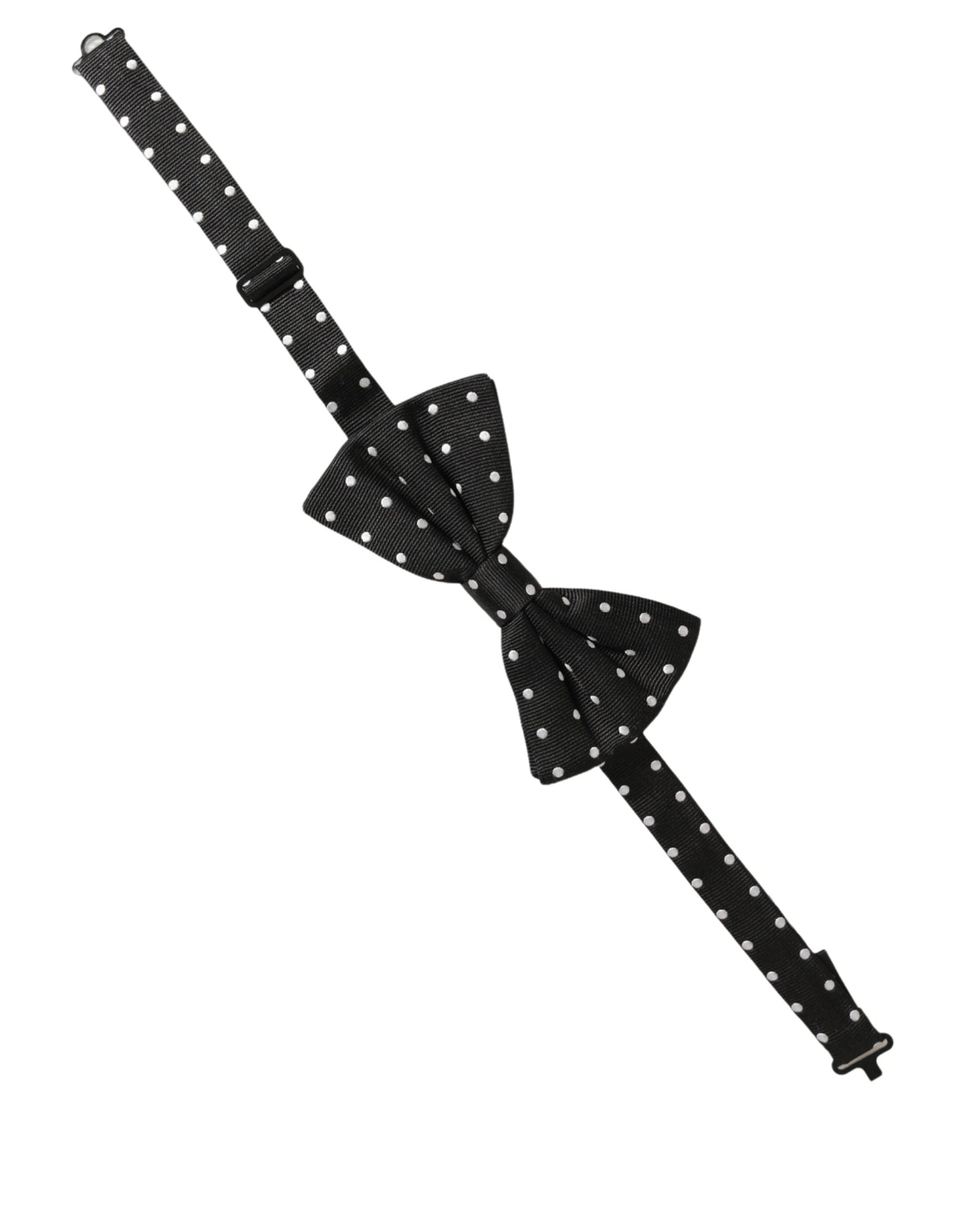 Dolce & Gabbana Black White Polka Dot Adjustable Neck Papillon Bow Tie