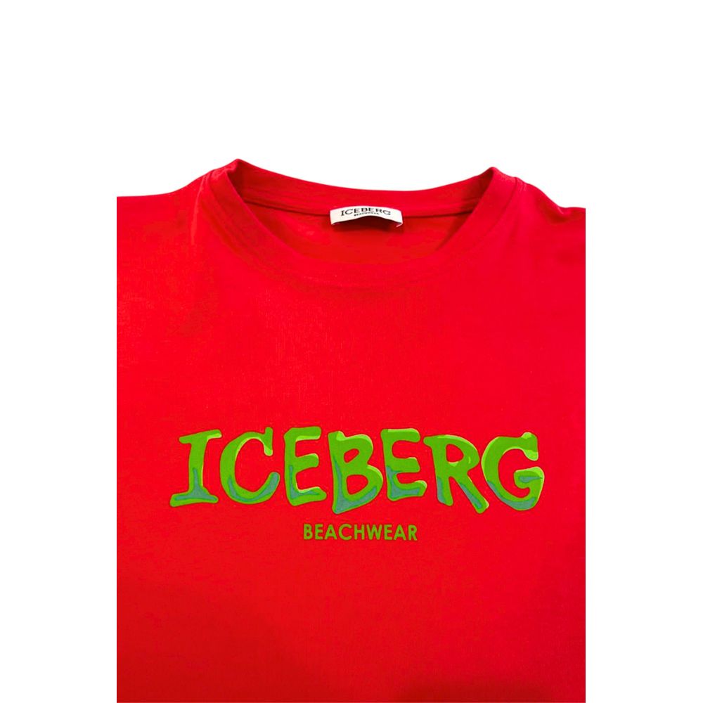 Iceberg Red Cotton T-Shirt - Classic Comfort Meets Style