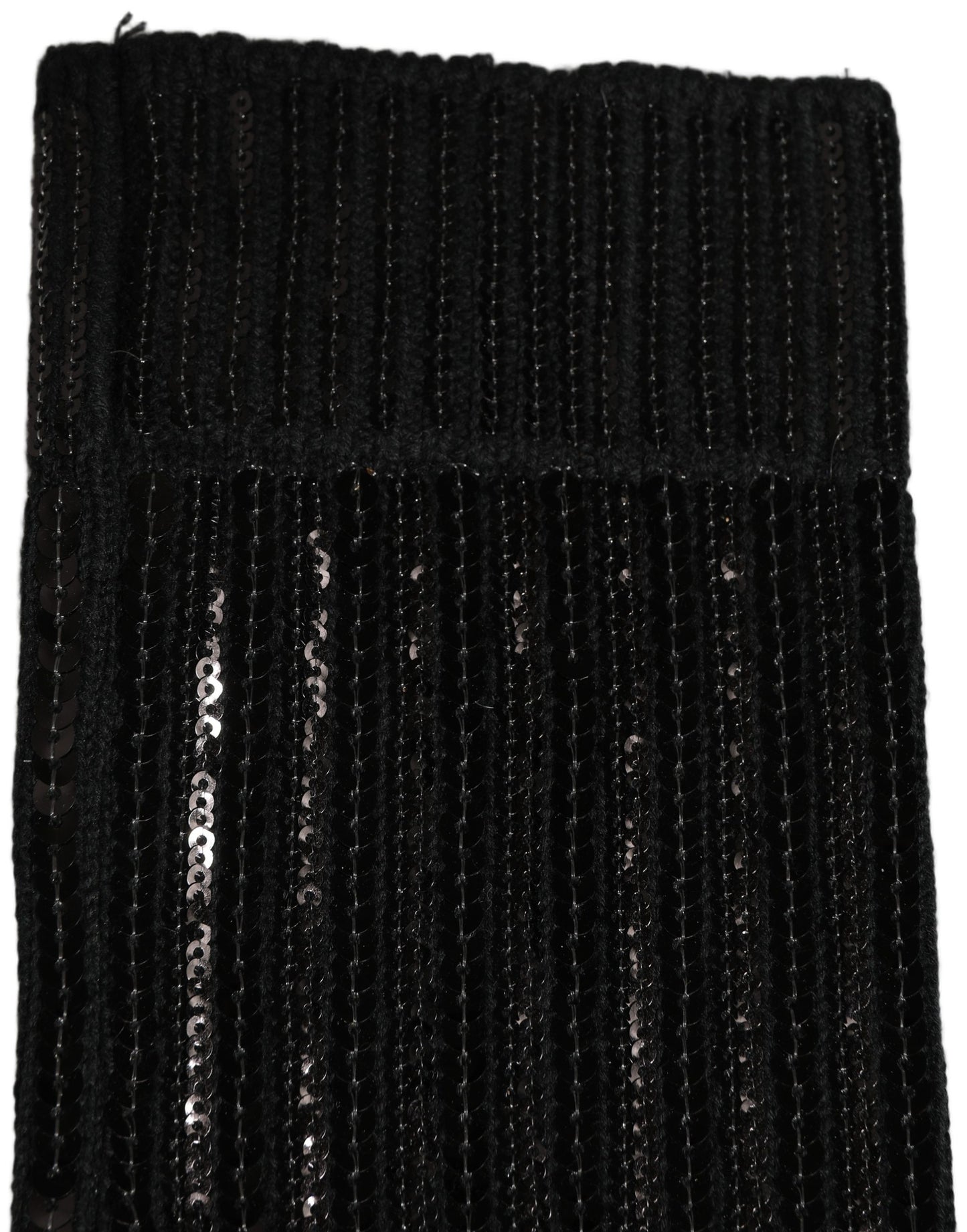 Dolce & Gabbana Black Sequin Cotton Knit Mid Calf Socks