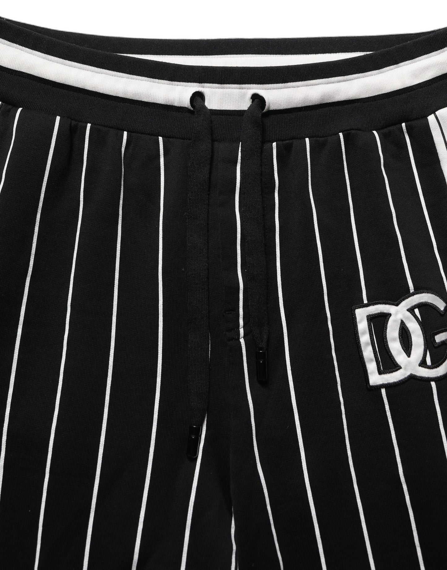 Dolce & Gabbana Black Striped DG Patch Men Sweatpants