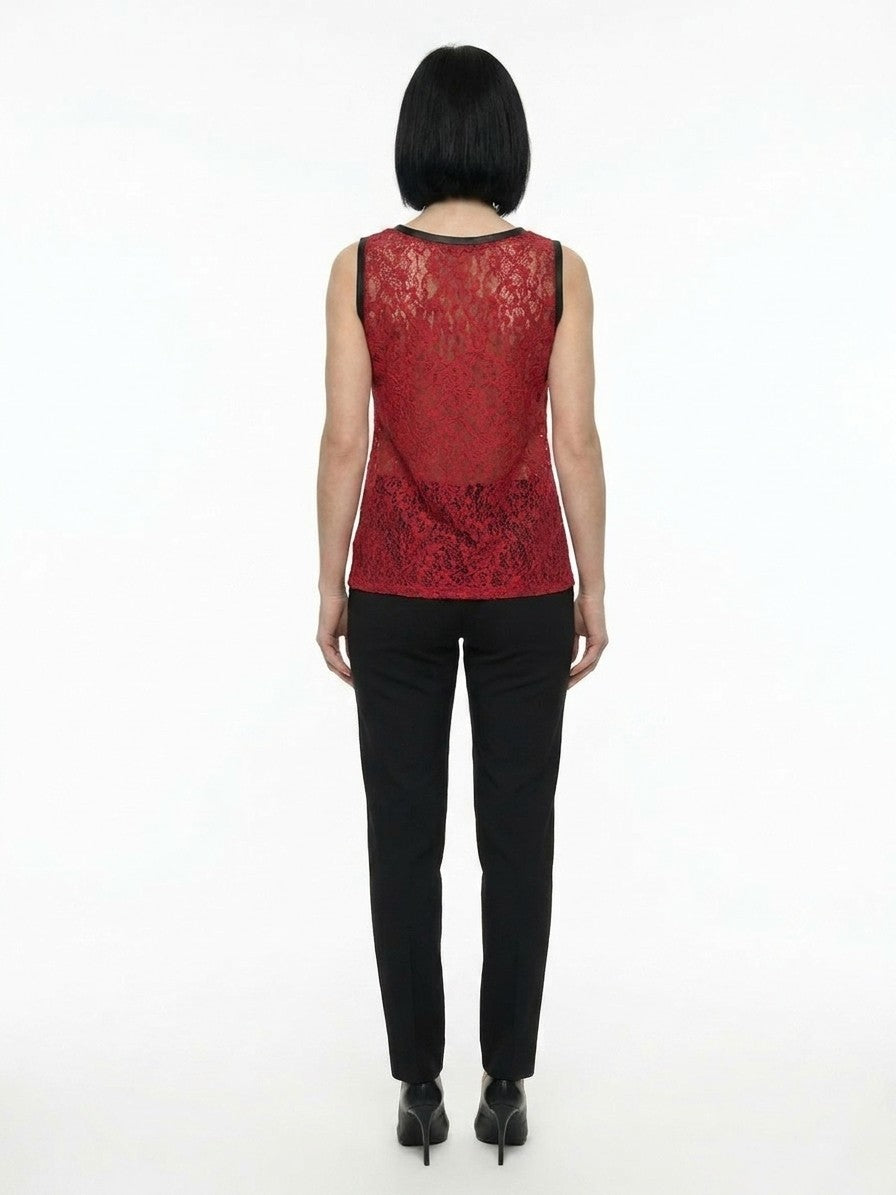 Dolce & Gabbana Red Acetate Sleeveless T-Shirt