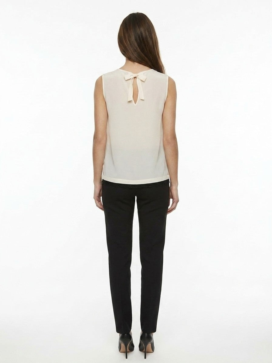 Dolce & Gabbana White Silk Sleeveless T-Shirt