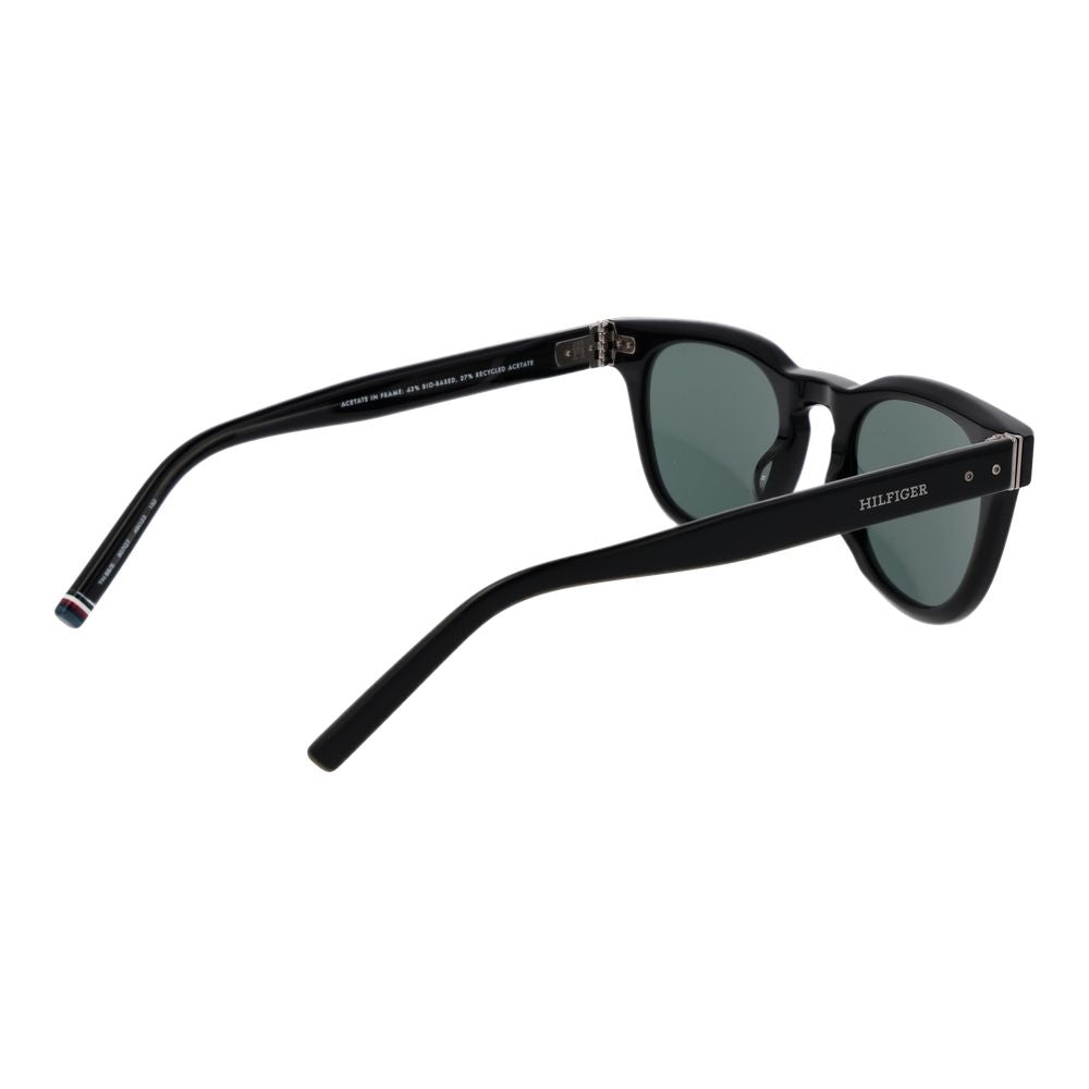 Tommy Hilfiger Men’s Sunglasses – Black Acetate Frame, Green Lenses