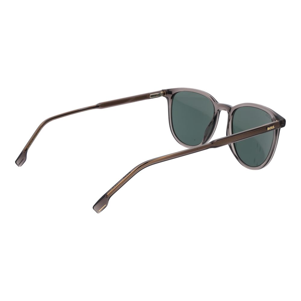 Hugo Boss Men's Sunglasses – Grey Full-Rim Frame, Green Lenses