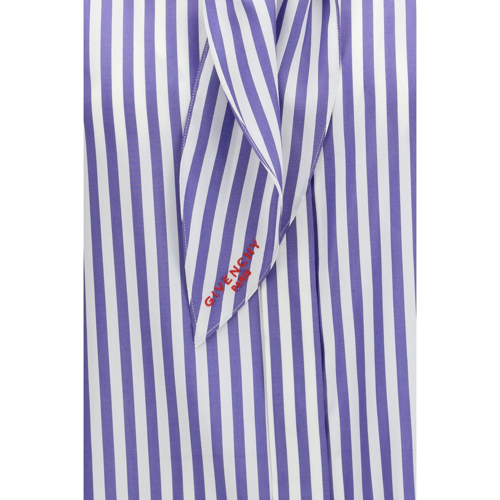 Givenchy Blue Silk Cocoon Shirt with Bow
