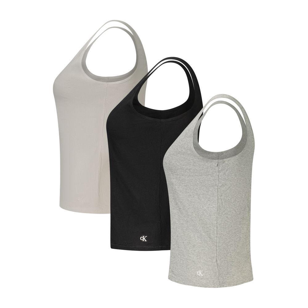 Calvin Klein Black Cotton Tank Tops - Tri-Pack in Black, Grey, and White