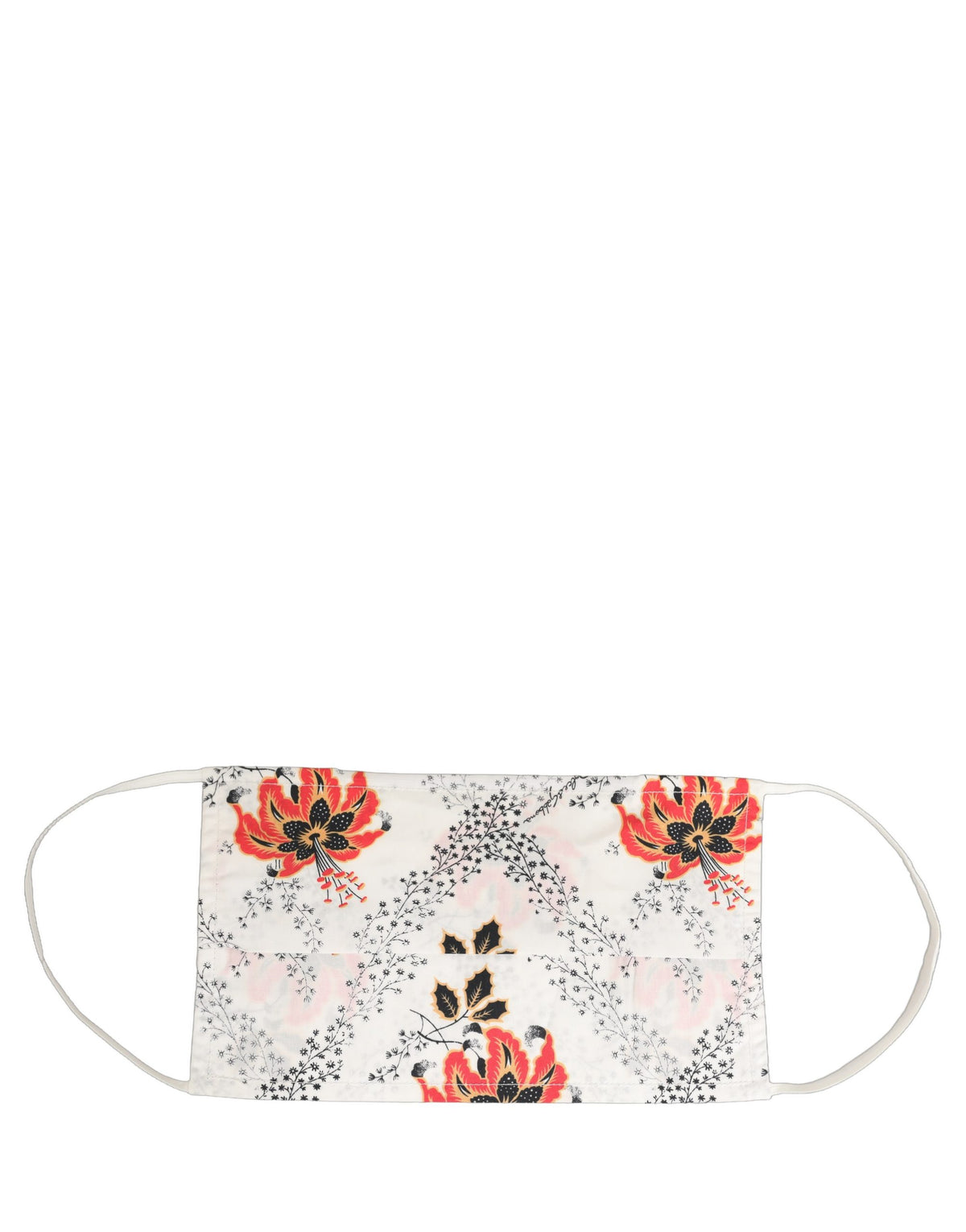Dolce & Gabbana White Floral Cotton Pleated Elastic Ear Strap Face Mask