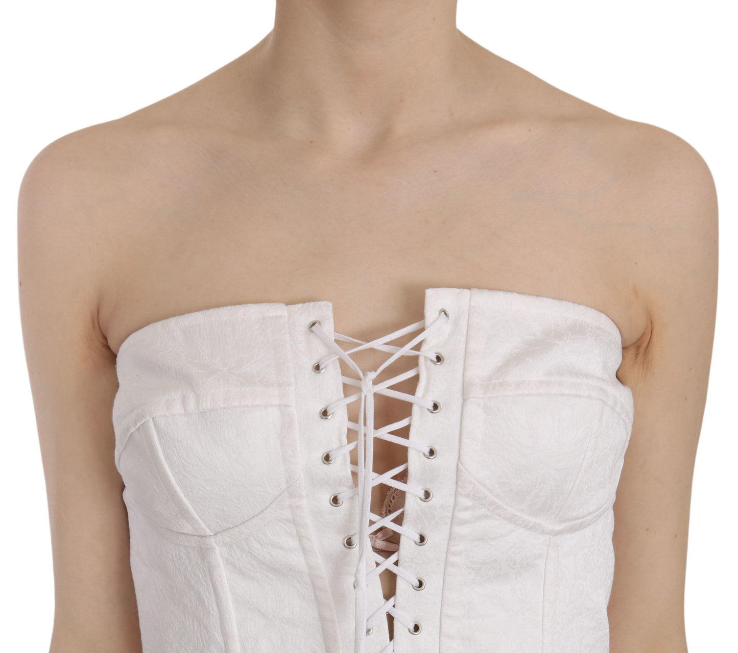 - Elegant White Strapless Corset Top